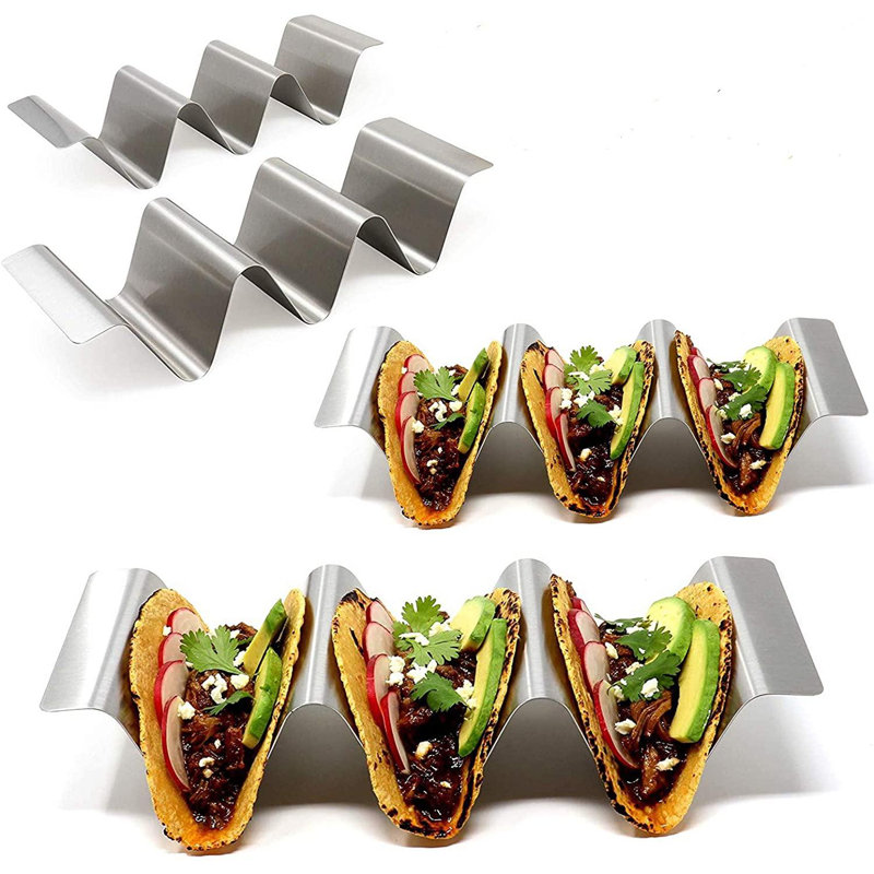 Latitude Run® Tortilla 4 Pack Taco Holders Stand Stainless Steel Set Taco Shells Holds UP To
